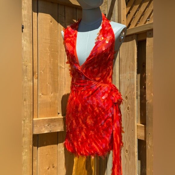 🆕 MISHA COLLECTION 🧿 NWOT Red Sapphire Sequins Mini Dress, Sz XXS - Sz US 0 - Picture 10 of 15